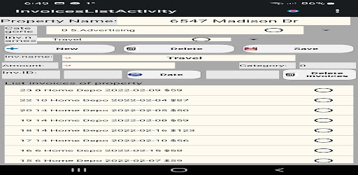 Android application PropertyExpenses Invoices-Calc screenshort