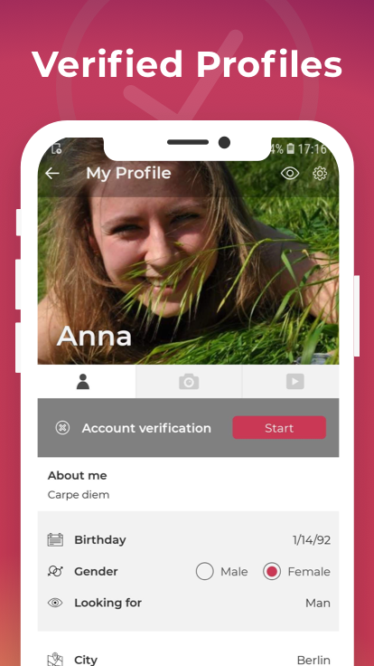 Android application Dating App YoCutie screenshort