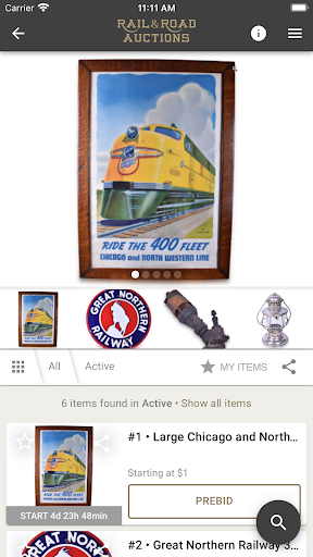 Rail and Road Auctions Screen 3