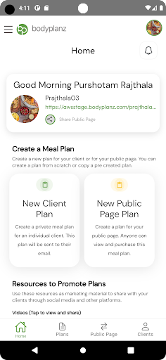 Android application Bodyplanz Creator screenshort