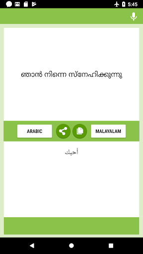 Arabic-Malayalam Translator Screen 2