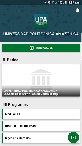 Android application Universidad Politécnica Amazón screenshort