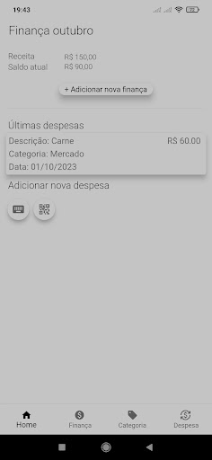 Android application Finanças Pessoais screenshort