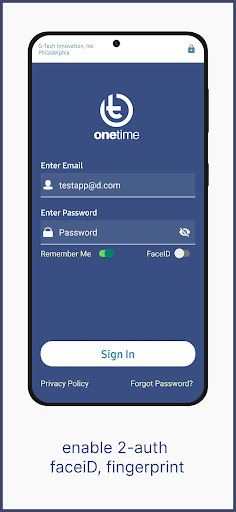 Android application OneTimeApp screenshort
