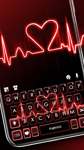 Android application Red Heartbeat Keyboard Theme screenshort