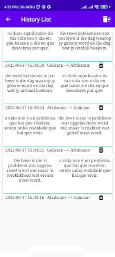 Afrikaans Galician Translator Screen 3