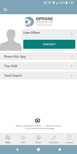 Screenshot of Options Financial Mortgage
