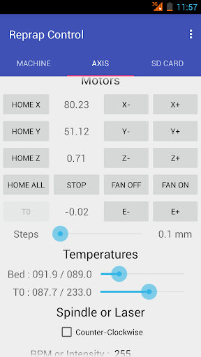 Reprap Control Screen 2