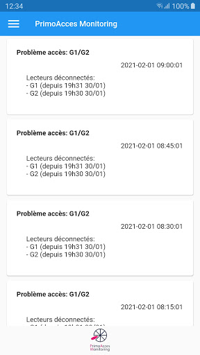 Android application PrimoAcces Monitoring screenshort