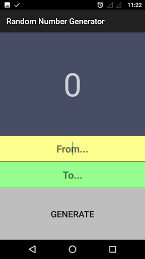 Android application Random number generator screenshort