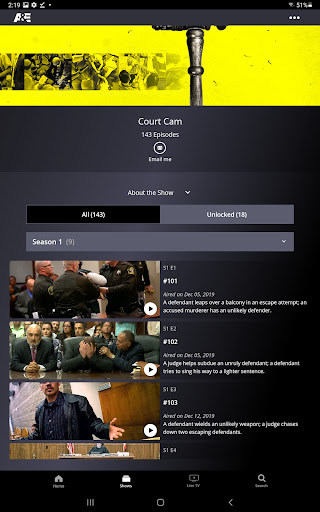 Screenshot of A&E: TV Shows That Matter