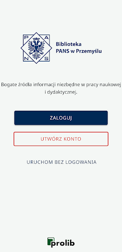 Android application PANS Przemyśl - mPROLIB screenshort