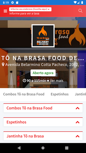 Android application Tô na Brasa Food Sta.Mônica screenshort