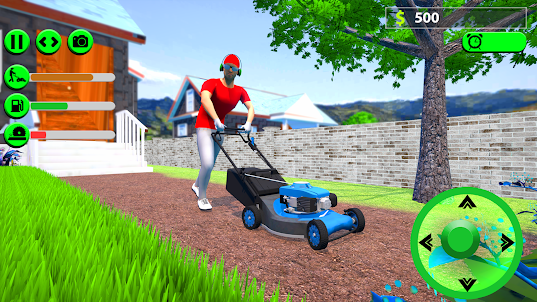 Lawn mowing simulation game