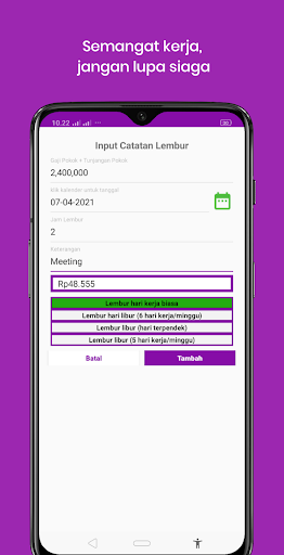 Upah Lembur Screen 2