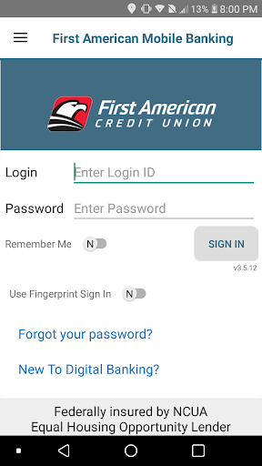 Android application First American CU Mobile screenshort