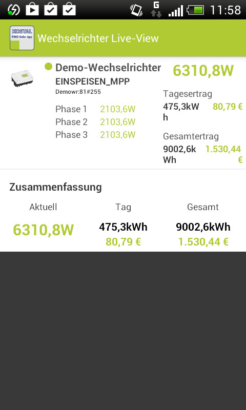 Android application KOSTAL  Solar App screenshort
