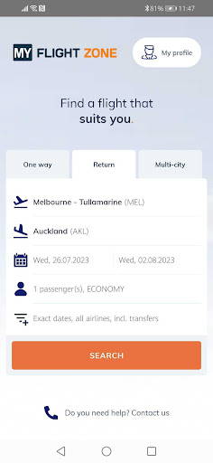 Android application My Flight Zone screenshort
