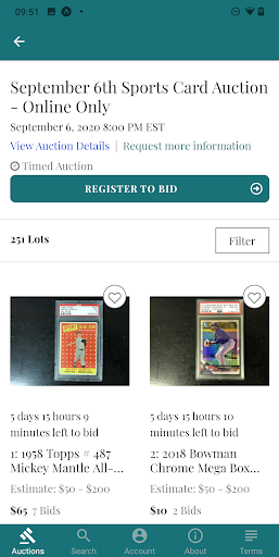 Gem-Mint Auctions Live Bidding Screen 2