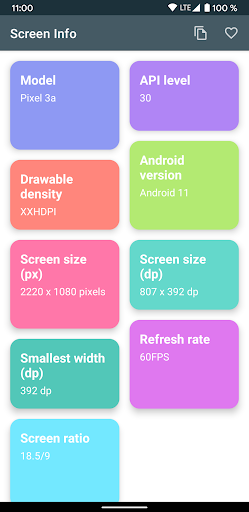 Android application Screen info screenshort