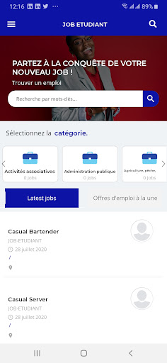 Android application JOB ETUDIANT screenshort