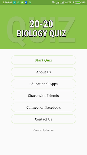 Android application Biology Quizzes screenshort