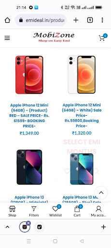 Android application MobiZone- Emi Shopping screenshort