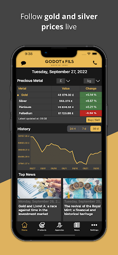 Android application Gold Price - Godot et Fils screenshort
