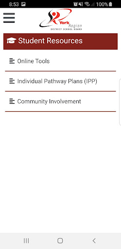 YRDSB Mobile App Screen 3