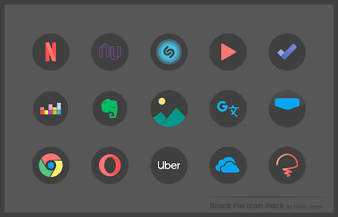 Black Pie - ภาพหน้าจอของ Icon Pack