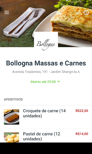 Android application Bollogna Massas e Carnes screenshort
