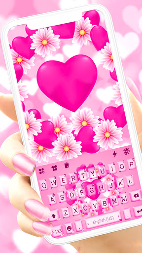 Android application Pink Floral Heart Keyboard Bac screenshort