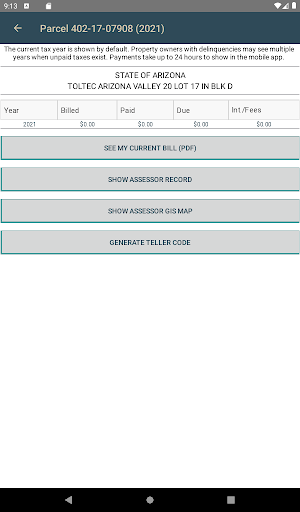 Pinal County Property Tax Screenshot