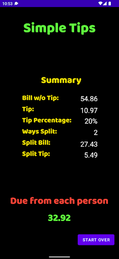 Simple Tips: Tip Calculator Screen 3