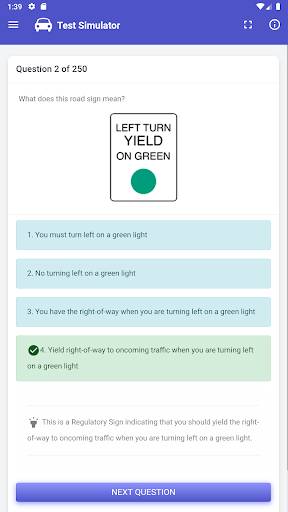 Android application Kansas DMV Permit Test screenshort