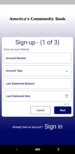 Americas Community Bank Mobil Screen 2