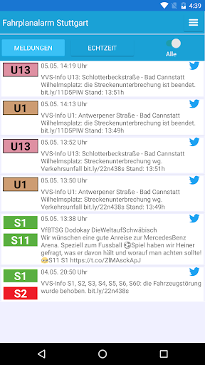 Android application Fahrplanalarm Stuttgart screenshort