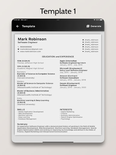 Screenshot of Resume+ - CV Generator