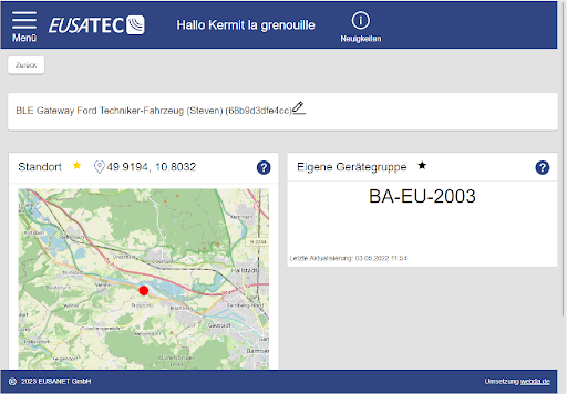 EUSATEC IoT Portal App Screen 2