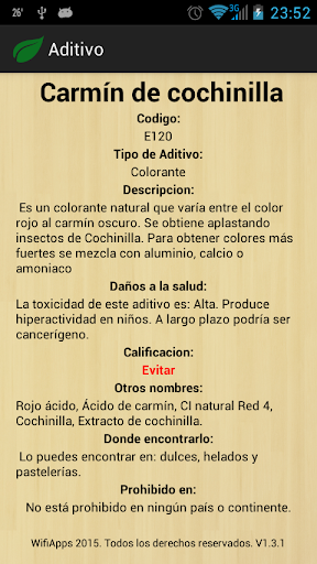 Diccionario de Aditivos Screen 3