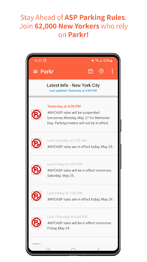 Android application Parkr - Alternate Side Parking screenshort