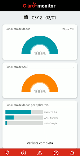 Android application Claro Monitor screenshort