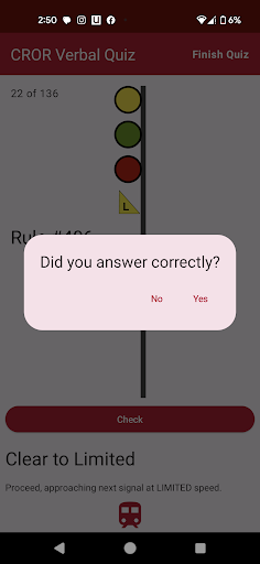 CROR Railway Signals Quiz Screen 3