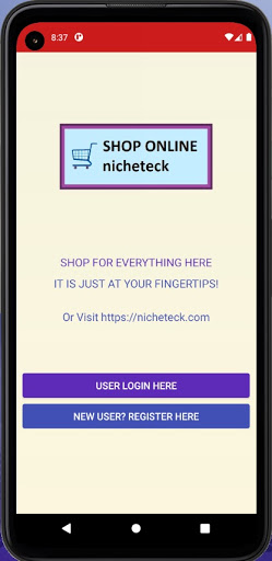 Android application Shop Online nicheteck screenshort