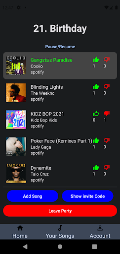 Android application SongVoter screenshort