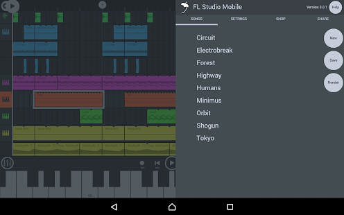 Captura de tela móvel do FL Studio