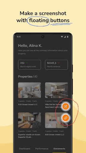 Android application Screenia. Screenshot tool screenshort