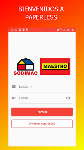 Android application Paperless Sodimac screenshort