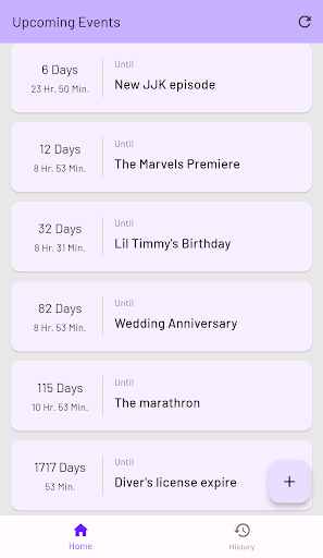 Android application Time Until screenshort