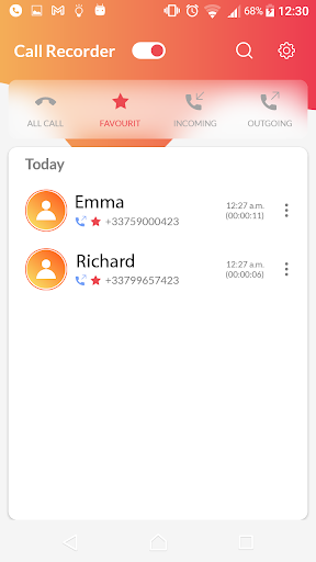 Android application Call Recorder - مسجل المكالمات screenshort